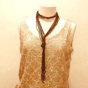 Bronze Bead 54” Lariat Necklace